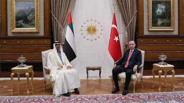 Turkish President Tayyip Erdogan and Abu Dhabi Crown Prince Sheikh Mohammed bin Zayed al-Nahyan meet in Ankara. (Reuters)