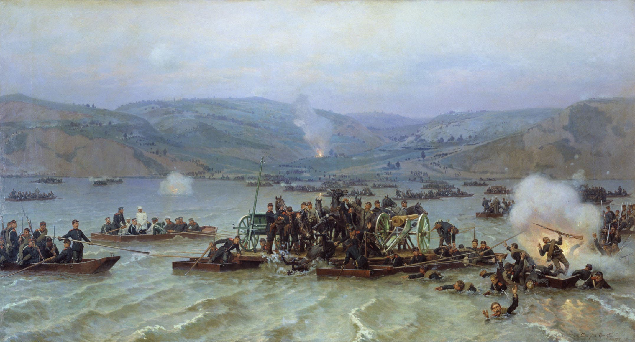 لوحة تجسد عبور القوات الروسية للدانوب عام 1877