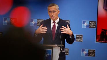 NATO Secretary General Jens Stoltenberg speaks to the press ahead of a meeting of NATO Foreign Affairs Ministers to be held on Nov. 30-Dec.1, at the NATO headquarters, in Brussels, Belgium, Nov. 26, 2021. (AP/Olivier Matthys)