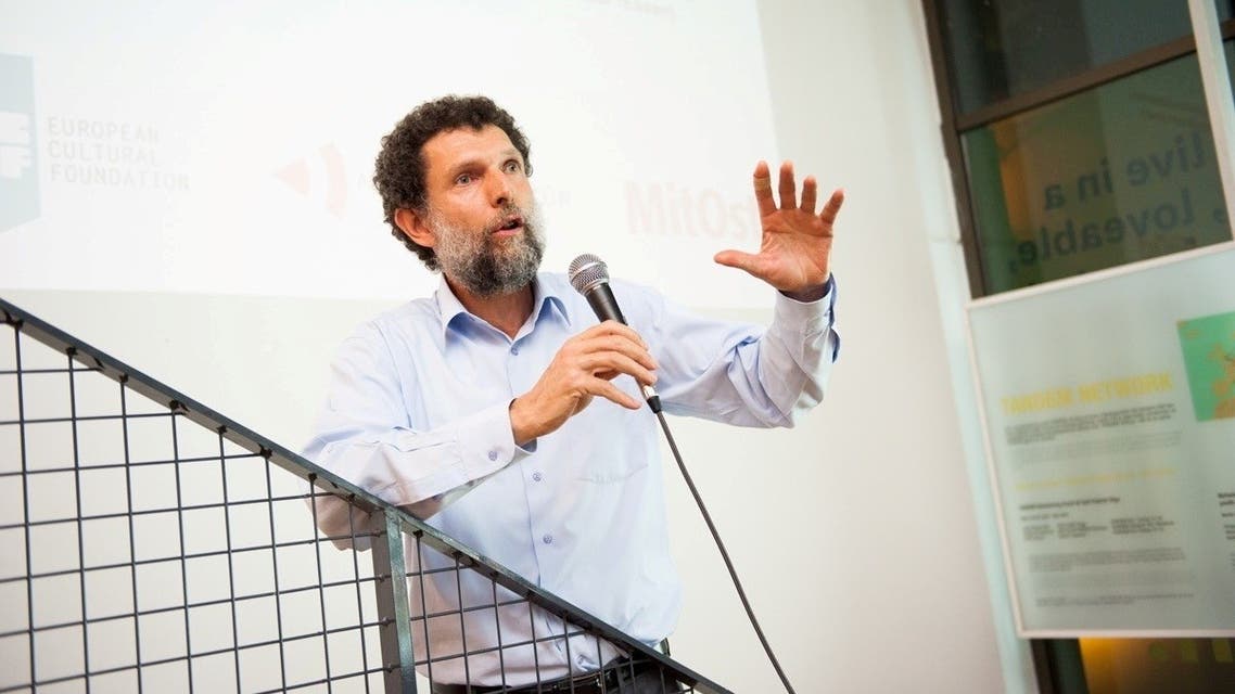 Turkish philanthropist Osman Kavala, jailed since 2017 on a charges of seeking to overthrow the government, is seen at an unspecified area in this undated handout photo received by Reuters, October 26, 2021. (Anadolu Culture Center/Handout via Reuters)
