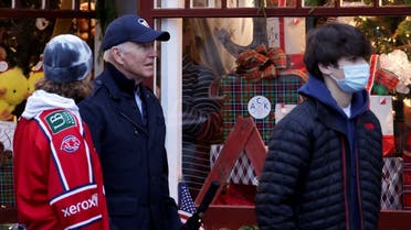 President Joe Biden visits Nantucket downtown following lunch with family, in Nantucket island, Massachusetts, Nov. 26, 2021. (Reuters)