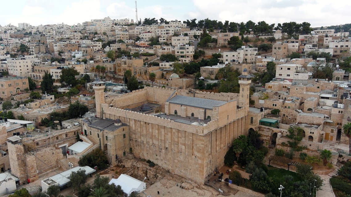 An aerial view shows the Cave of the Patriarchs, a site sacred to Jews and Muslims, in the Palestinian city of Hebron in the Israeli-occupied West Bank November 2, 2020. Picture taken November 2, 2020. Picture taken with a drone. REUTERS/Ilan Rosenberg