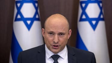 Israeli Prime Minister Naftali Bennett heads a weekly cabinet meeting at his office in Jerusalem, on November 14, 2021. (AFP)