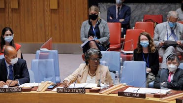 US Ambassador Linda Thomas-Greenfield addresses the UNSC in New York City, Aug. 16, 2021. (Reuters)