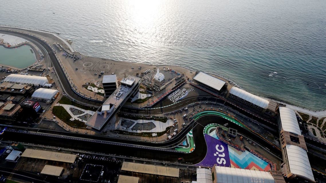 Aerial shot from the Jeddah Formula One Grand Prix. (Reuters)