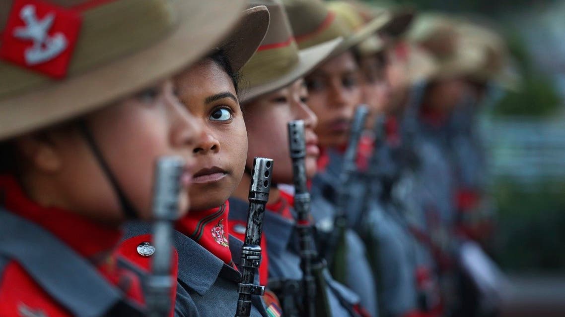 Indian Para-military women soldiers of Assam Rifles march during the rehearsals for the upcoming Republic Day parade on Rajpath, the ceremonial boulevard, in New Delhi, India, on Jan. 14, 2019. (AP)