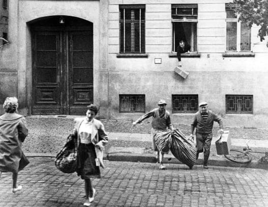 Photo of the process of crossing a number of East Germans towards the western part of Berlin