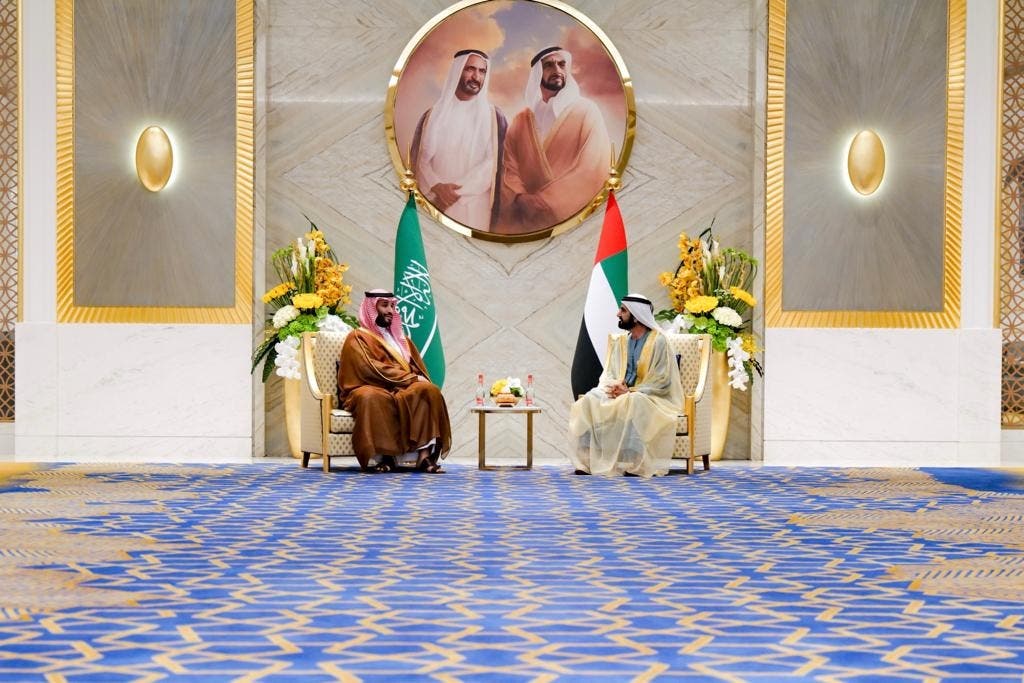 الأمير محمد بن سلمان خلال حفل استقبال رسمي أقامه الشيخ محمد بن راشد