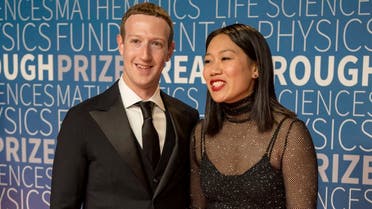 Facebook CEO Mark Zuckerberg and his wife Priscilla Chan arrive at the 7th annual Breakthrough Prize Ceremony at the NASA Ames Research Center on  Nov. 4, 2018, in Mountain View, California. (AP)