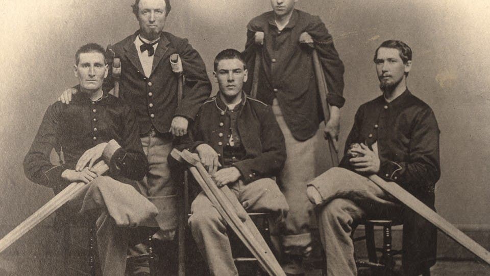A picture of soldiers injured in the Civil War