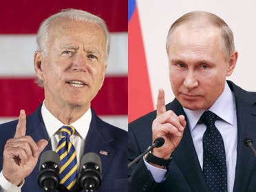 This combination of files pictures created on June 7, 2021 shows US President Joe Biden and Russian President Vladimir Putin. (AFP)