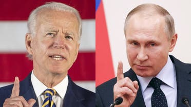 This combination of files pictures created on June 7, 2021 shows US President Joe Biden and Russian President Vladimir Putin. (AFP)