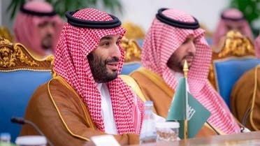 Saudi Crown Prince, Mohammed bin Salman speaks during a meeting with Qatar’s Emir Sheikh Tamim bin Hamed al-Thani, in Doha, Qatar, December 8, 2021. (SPA)