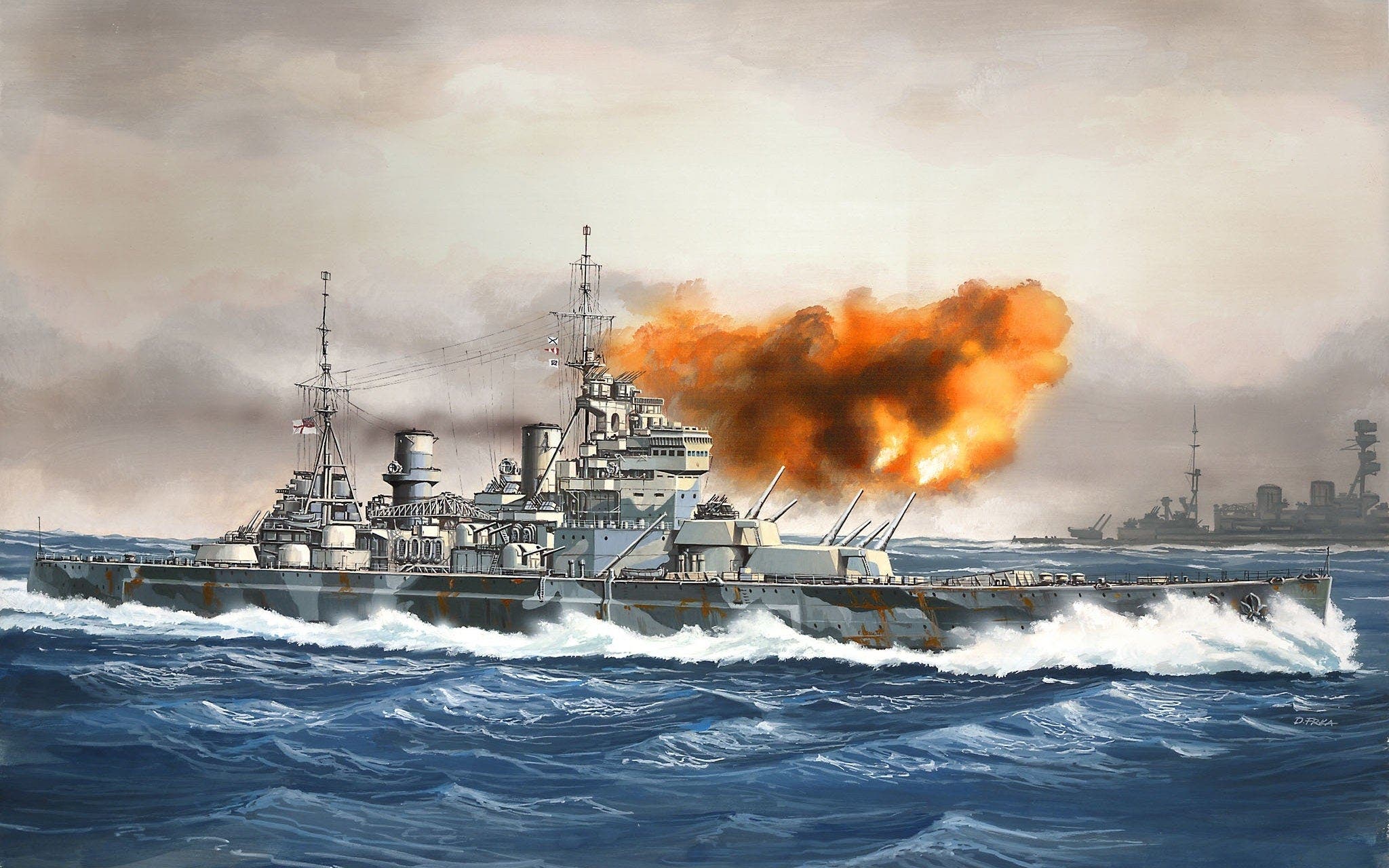 Painting of the British ship Prince of Wales