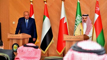 Saudi Arabia’s Foreign Minister Prince Faisal bin Farhan chairs a joint Gulf Cooperation Council (GCC) ministerial meeting attended by Egypt’s Foreign Minister Sameh Shoukry in Riyadh.