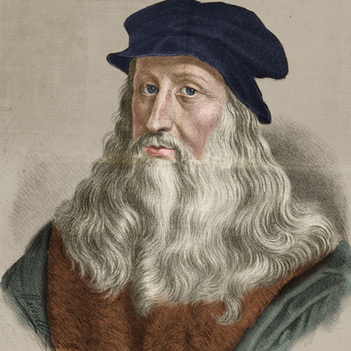 An imaginary drawing of Leonardo da Vinci