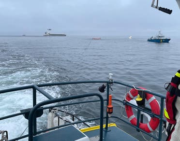 British cargo ship Scot Carrier is pictured after colliding with Danish cargo ship Karin Hoej, between Ystad and Bornholm, on the Baltic Sea December 13, 2021. (Reuters)
