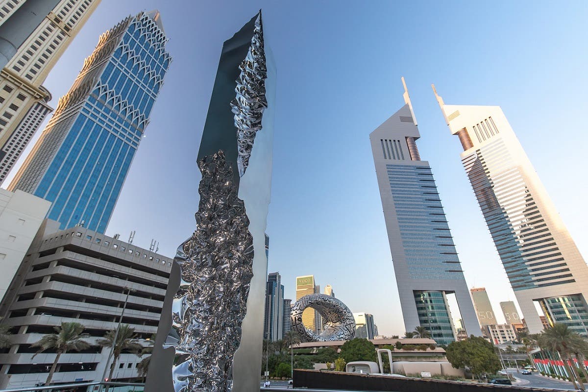 ‘Pillar of Fortitude’ by renowned artist Helidon Xhixha, at the DIFC, in Dubai. (Supplied)