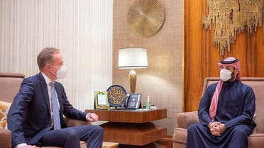 Saudi Arabia’s Crown Prince Mohammed bin Salman bin Abdulaziz Al Saud on Thursday met with the President of the World Economic Forum (WEF) Borge Brende. (SPA)