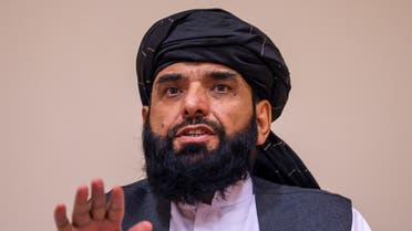Taliban negotiator Suhail Shaheen attends a press conference in Moscow on July 9, 2021. (AFP)