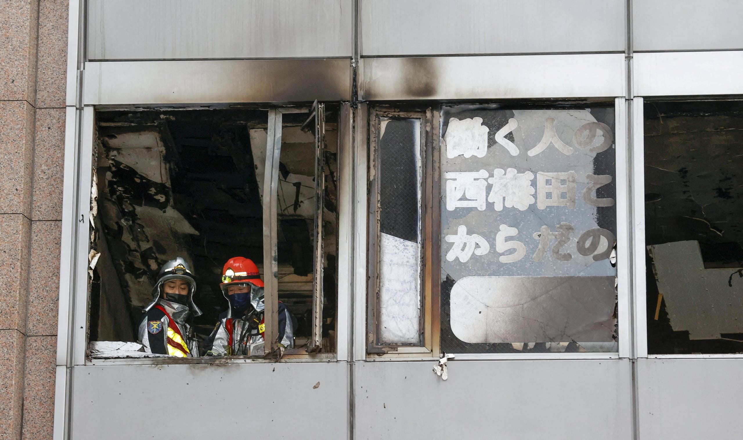 Firefighters inside the building