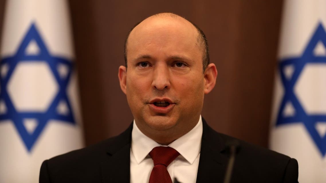 Israeli Prime Minister Naftali Bennett attends a cabinet meeting at his office in Jerusalem, on December 19, 2021. (AFP)