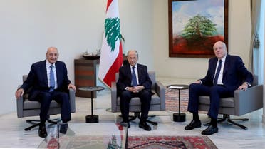 Lebanon's top three leaders pictured at the Baabda Presidential Palace. (File Photo: Reuters)