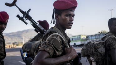 A soldier from the Ethiopian National Defence Force (ENDF) looks on in Kombolcha , Ethiopia, on December 11, 2021. (AFP)