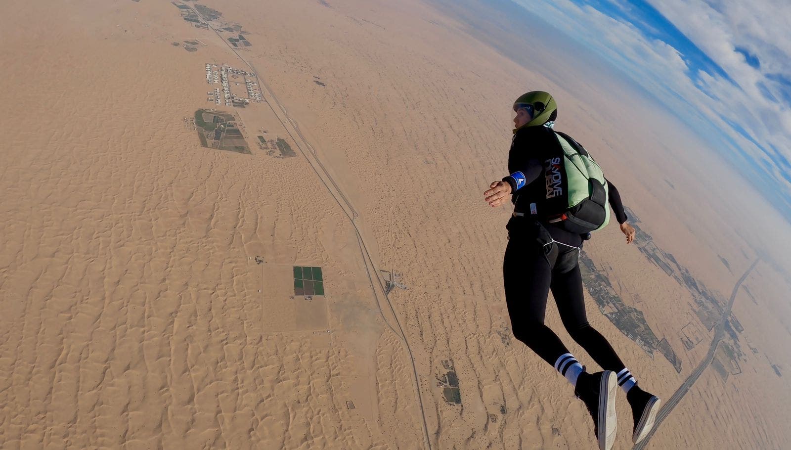 Razan during a parachute jump
