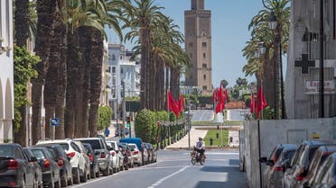 A picture taken on May 24, 2020 shows a deserted street in Rabat, as the country is under lockdown to stop the spread of the COVID-19 disease. (AFP)