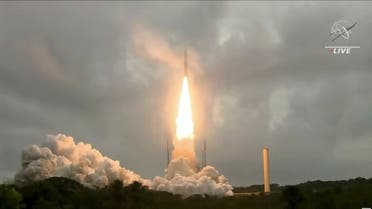 Arianespace's Ariane 5 rocket, with NASA’s James Webb Space Telescope onboard, launches from Europe’s Spaceport, the Guiana Space Center in Kourou, French Guiana December 25, 2021 in a still image from video. (Reuters)