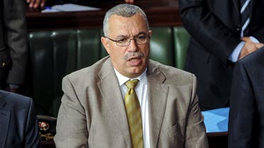 In this file photo taken on May 8, 2013 Noureddine Bhiri, then advisor to Tunisia's Prime Minister, attends a parliament session at the Constituent Assembly in the capital Tunis on the security situation in Kasserine, the regional capital of the western region of Mount Chaambi. (AFP)
