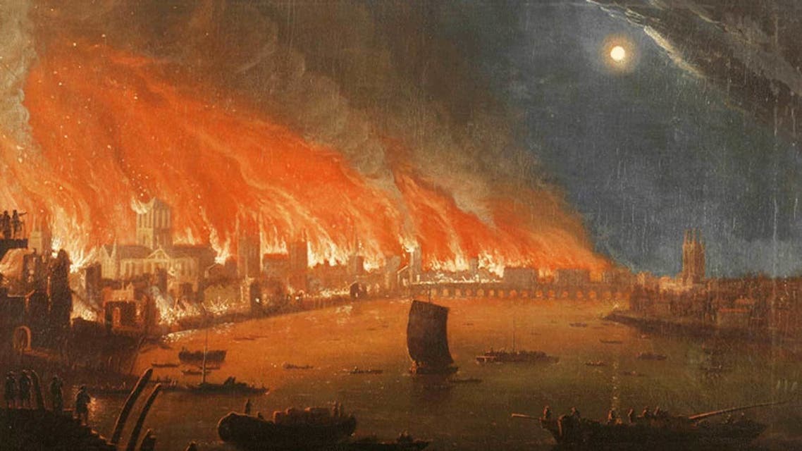 لوحة تجسد حريق لندن عام 1666