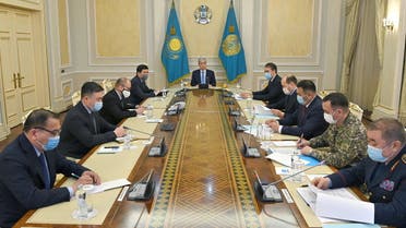 Kazakh President Kassym-Jomart Tokayev chairs a meeting of the emergency operations centre following mass protests triggered by fuel price increase in Nur-Sultan, Kazakhstan January 8, 2022. Official website of the President of Kazakhstan/Handout via REUTERS ATTENTION EDITORS - THIS IMAGE HAS BEEN SUPPLIED BY A THIRD PARTY.