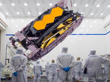 The James Webb Space Telescope is packed up for shipment to its launch site in Kourou, French Guiana in an undated photograph at Northrop Grumman's Space Park in Redondo Beach, California. (NASA)