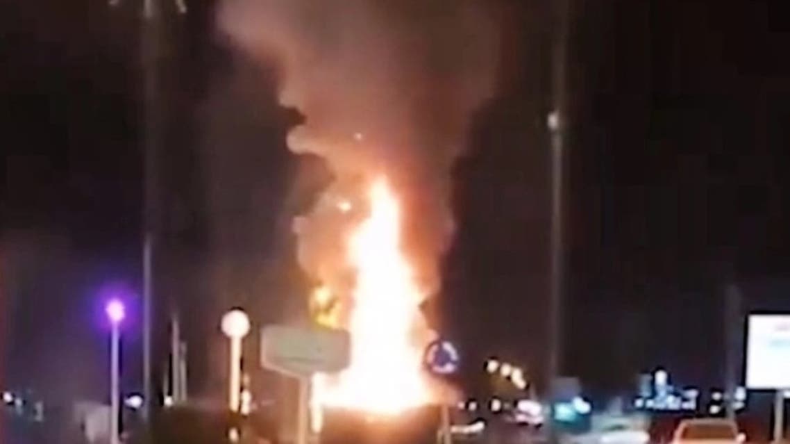 Soleimani statue torched (Twitter)
