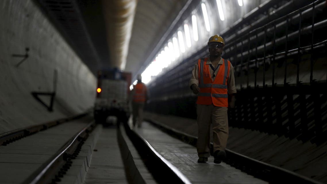 A worker walks at the site of the under-construction Riyadh Metro rail system in the Saudi capital Riyadh August 26, 2015. (Reuters)