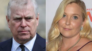 (COMBO) This combination of pictures created on January 12, 2022 shows Britain's Prince Andrew, Duke of York, on April 11, 2021 in Windsor, England and Virginia Giuffre on October 22, 2019 in New York City.