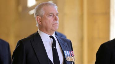 FILE PHOTO: FILE PHOTO: Britain's Britain's Prince Andrew, Duke of York, looks on during the funeral of Britain's Prince Philip, husband of Queen Elizabeth, who died at the age of 99, in Windsor, Britain, April 17, 2021. Chris Jackson/Pool via REUTERS/File Photo/File Photo