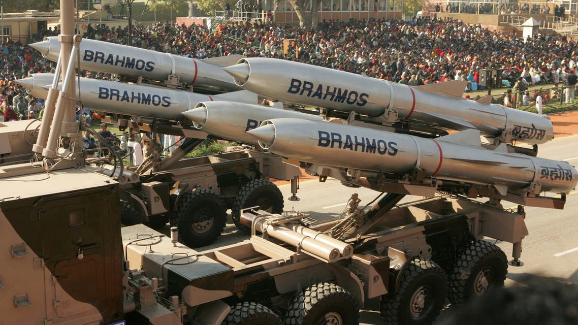 India's Brahmos supersonic cruise missiles, mounted on a truck, pass by during a full dress rehearsal for the Republic Day parade in New Delhi, India, January 23, 2006. (Reuters)