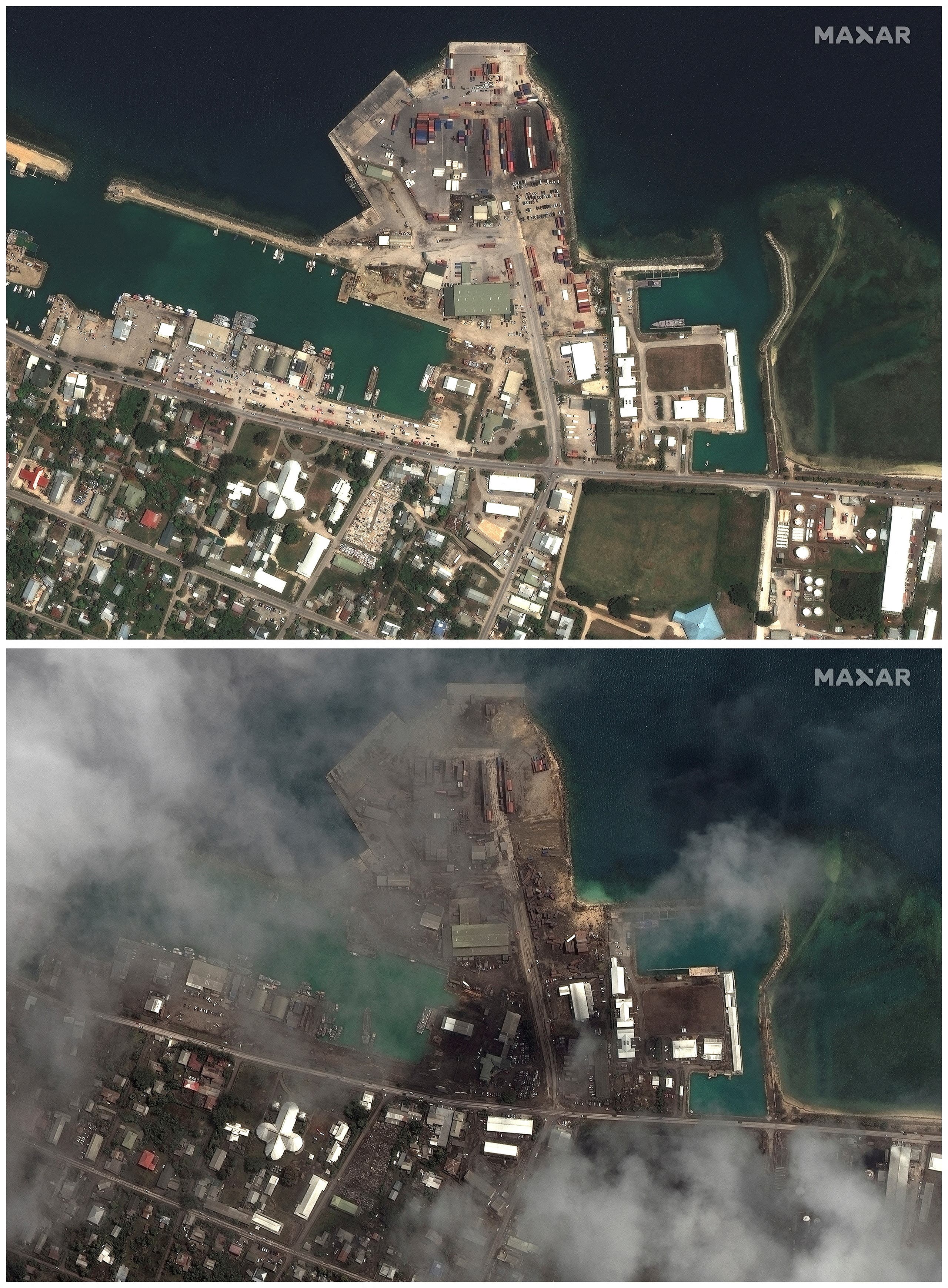 الأقمار الاصطناعية ترصد تضرر المرفأ في تونغا جراء البركان والتوسنامي 