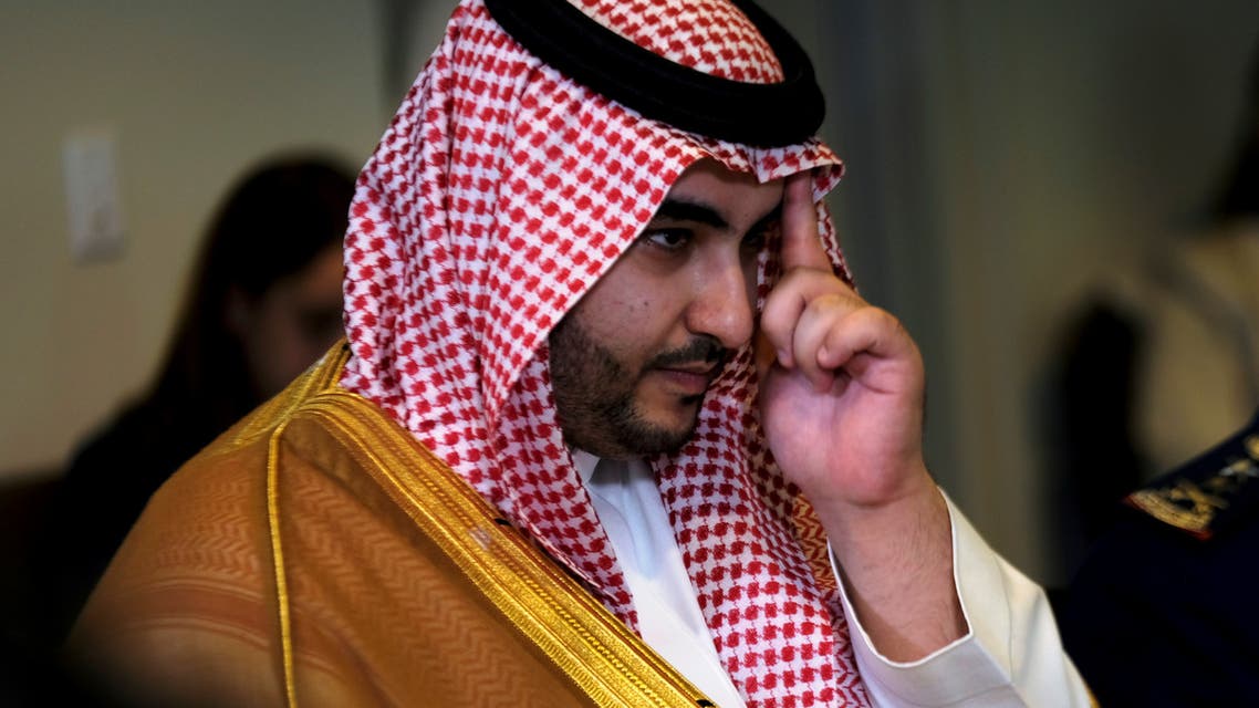 Saudi Arabia's Deputy Defense Minister Prince Khalid bin Salman gestures during a meeting at the Pentagon in Washington, U.S., August 29, 2019. REUTERS/James Lawler Duggan