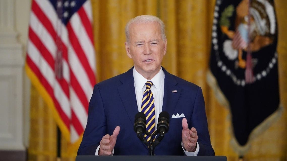 US President Joe Biden on the eve of his first year in office, Jan. 19, 2022. (AFP)