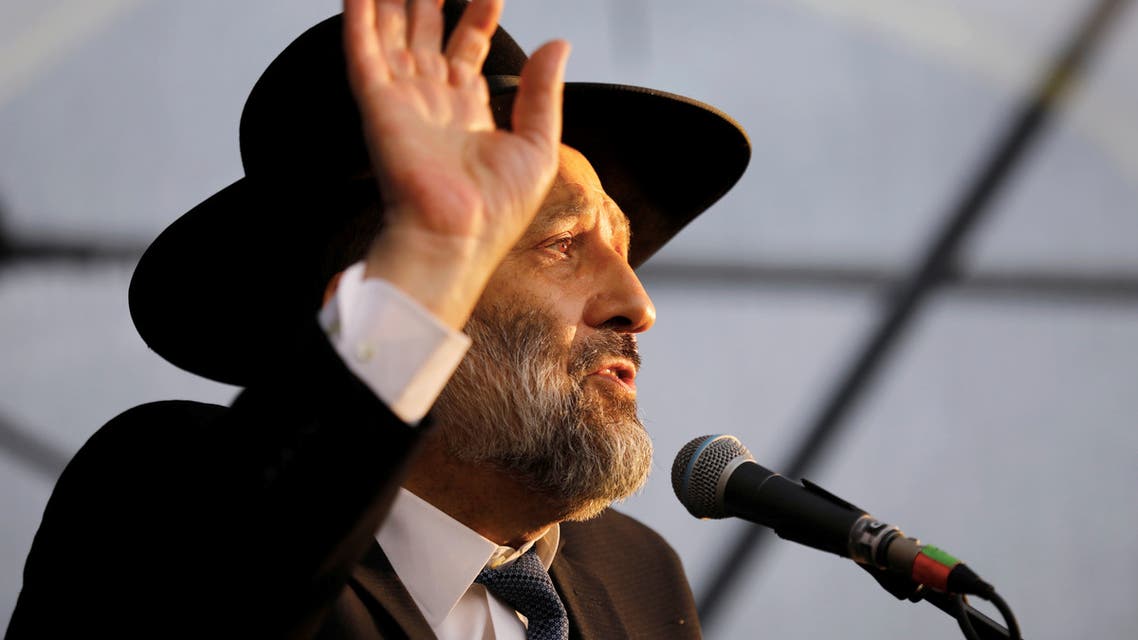 Israeli Interior Minister Aryeh Deri speaks during an annual pilgrimage to the gravesite of Moroccan-born sage and Jewish mystic Rabbi Yisrael Abuhatzeira, also known as the Baba Sali, on the anniversary of his death in the southern town of Netivot, Israel January 9, 2019 REUTERS/Amir Cohen