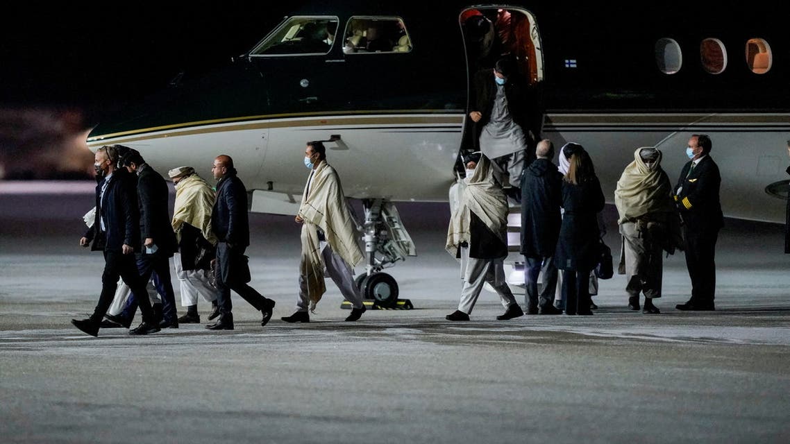 Representatives of the Taliban arrive in Norway to have talks with Western representatives about human rights and emergency aid, in Gardermoen, Norway, January 22, 2022. NTB/Terje Bendiksby via REUTERS ATTENTION EDITORS - THIS IMAGE WAS PROVIDED BY A THIRD PARTY. NORWAY OUT. NO COMMERCIAL OR EDITORIAL SALES IN NORWAY.