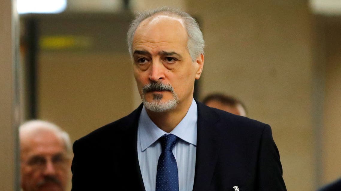 Syria's U.N. ambassador and chief negotiator Bashar al-Ja'afari arrives for a meeting with United Nations Special Envoy for Syria Staffan de Mistura during the Intra Syria talks in Geneva, Switzerland December 1, 2017. (Reuters)
