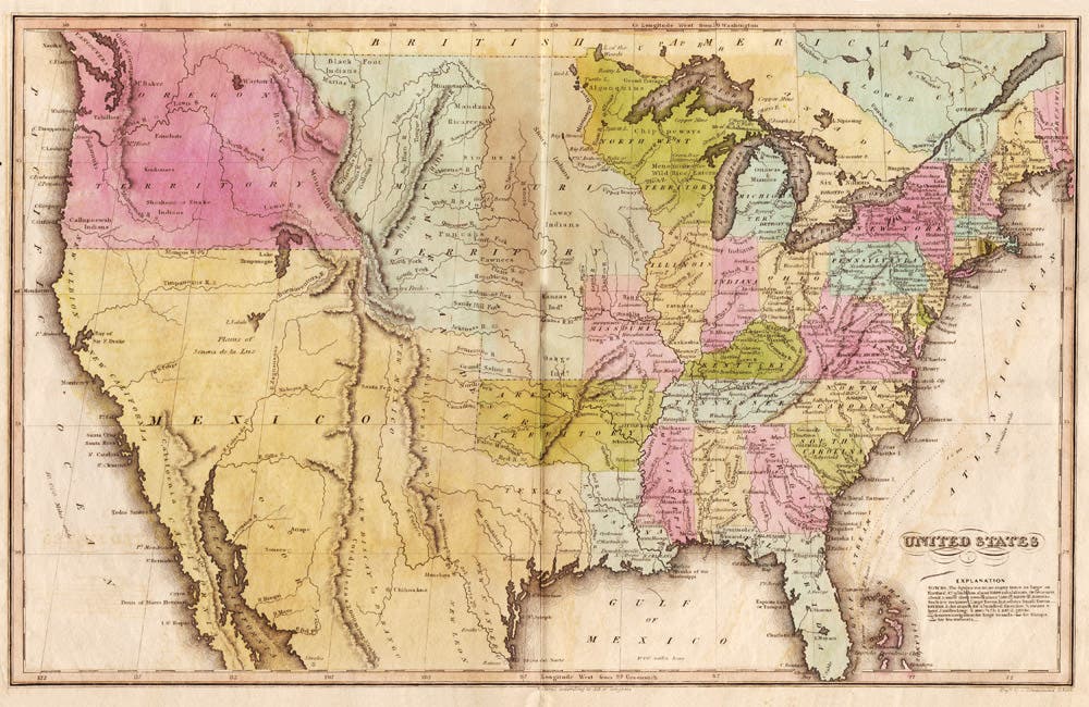 خريطة الولايات المتحدة الأميركية عام 1820