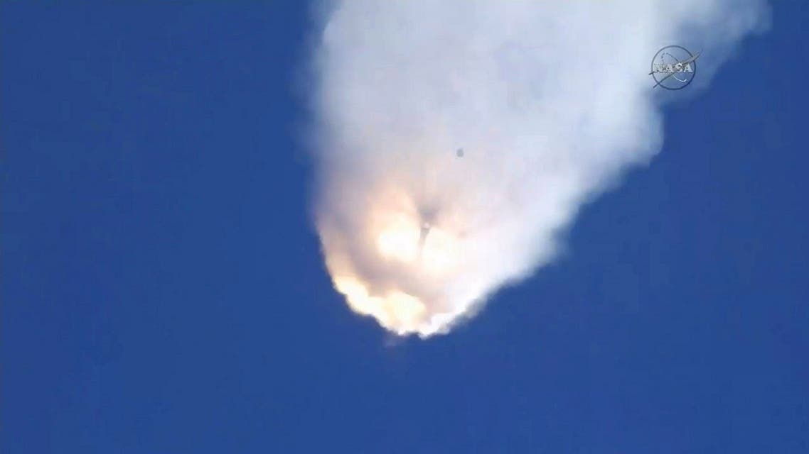 This June 28, 2015 grab from NASA TV shows the SpaceX Falcon 9 rocket with the unmanned Dragon cargo capsule on board appearing to explode shortly after launching from Cape Canaveral, Florida. (Handout/NASA TV/AFP)