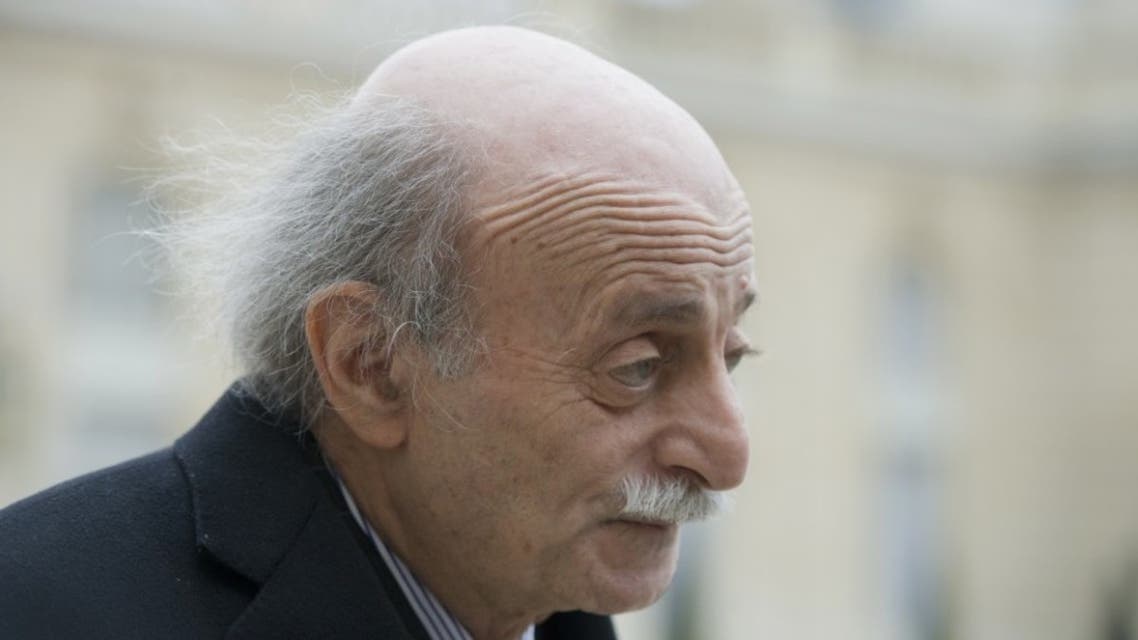Lebanese Druze leader and Lebanese Progressive Socialist Party (PSP) chairman Walid Jumblatt leaves after a meeting with French President Francois Hollande at the Elysee palace, on March 21, 2015, in Paris. (AFP)