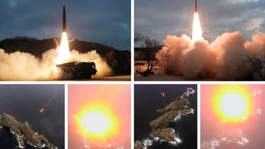 A combination image shows a missile test that state media KCNA says was conducted this week at undisclosed locations in North Korea, in this photo released January 28, 2022 by North Korea's Korean Central News Agency (KCNA). KCNA via REUTERS ATTENTION EDITORS - THIS IMAGE WAS PROVIDED BY A THIRD PARTY. REUTERS IS UNABLE TO INDEPENDENTLY VERIFY THIS IMAGE. NO THIRD PARTY SALES. SOUTH KOREA OUT. NO COMMERCIAL OR EDITORIAL SALES IN SOUTH KOREA.
